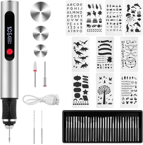 flintronic Penna Incisione Elettrica, Set di Strumenti per Incisione senza fili, USB Ricaricabile Incisore Rotante Portatile