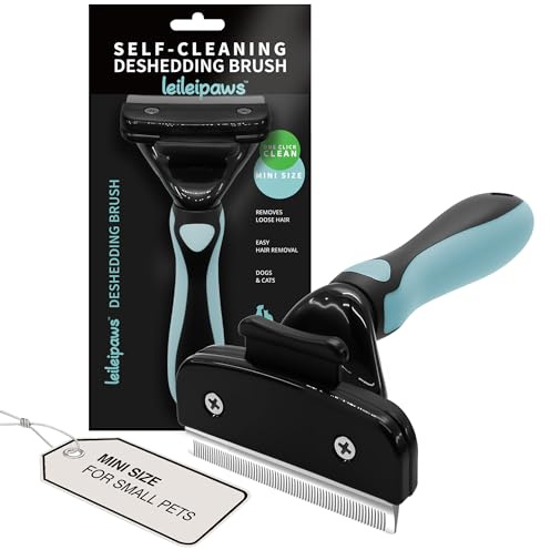 leileipaws Brosse Chat & Brosse Chien Anti-Mue – Brosse sous-Poil Chien Chat, Outil de Toilettage pour Poils Courts & Longs, Élimine Les Poils Morts, Auto-Nettoyante, Taille M