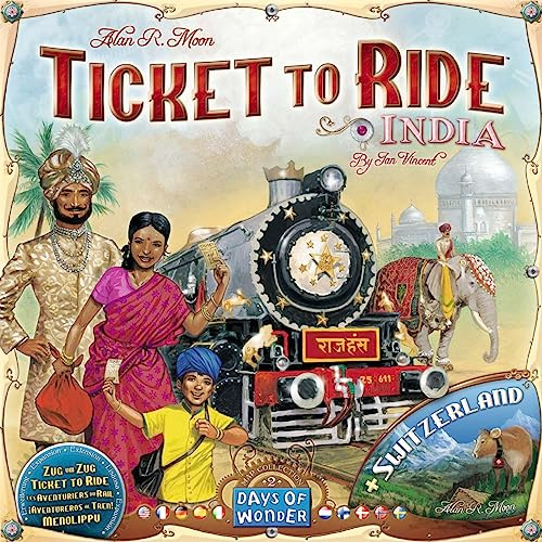 Ticket to Ride India + Switzerland Board Game EXPANSION - Expand Your Railway Adventures! Fun Family Game for Kids & Adults, Ages 8+, 2-4 Players, 30-60 Minute Playtime, Made by Days of Wonder