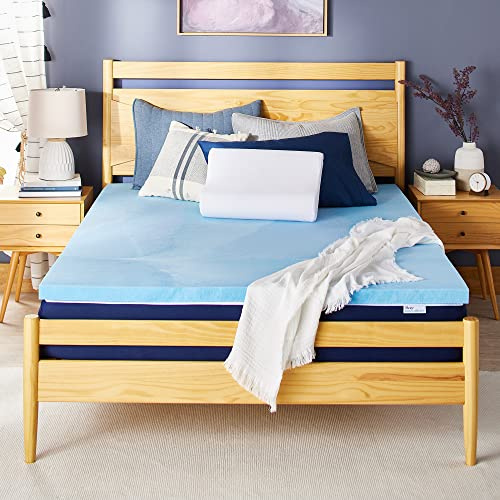 Sleep Innovations 2 Inch Cooling Gel Infused Memory Foam Mattress Topper, Twin Size, Cool Comfort, Medium Support