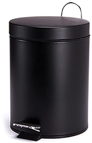 MSV Poubelle à cosmétiques Acier Inoxydable Noir Mat uni avec Récipient intérieur Amovible Salle de Bains Poubelle à pédale Boîte à ordures – 3 et 5 litres