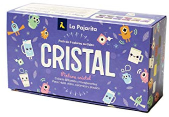 Pintura laca cristal la pajarita kids 35 ml caja de 6 unidades colores surtidos + pincel
