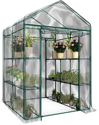 Home-Complete HC-4202 - Invernadero para Interiores y Exteriores con 8 estantes Resistentes, cultiva Plantas, plántulas, Hierbas o Flores en Cualquier estación del año