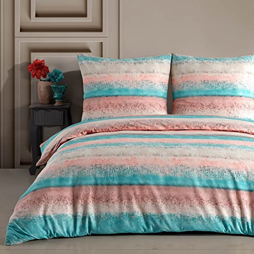 Buymax Bettwäsche 135x200 cm – Bettwäsche Set 2-teilig 135 x 200 cm, Renforcé 100% Baumwolle, Bettbezug mit 1 Kissenbezug 80x80 cm, Oeko-TEX, Reißverschluss, weich und atmungsaktiv