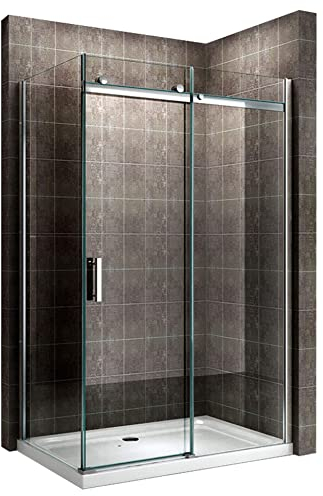 i-flair Duschkabine VIOLA mit Schiebetür 100x90 cm Tür: 100cm, Höhe: 200 cm Eckduschkabine mit Fronteinstieg und Rollsystem aus 8mm Nano ESG Sicherheitsglas - LINKS UND RECHTS MONTIERBAR! - DK806