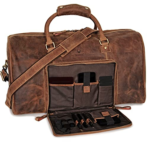 DONBOLSO Weekender Naples - Hochwertige Reisetasche Herren groß - Leder Reisetasche braun - Handgepäck Ledertasche Größe XXL mit 51 Litern - Klassischer Donbolso Vintage Braun