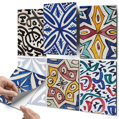CREATISTO Fliesenfolie Fliesenaufkleber Mosaikfliesen - Selbstklebende Fliesen Folie I Klebefliesen Deko Folien für Fliesen Ornament in Bad u. Küche (20x25 cm I 6 -Teilig)