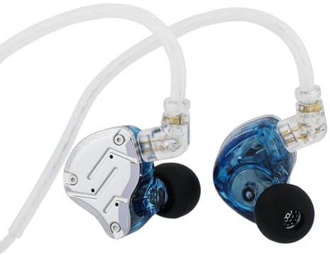 Linsoul KZ ZS10 Pro, Ecouteurs Intra-Auriculaires 4BA+1DD à 5 conducteurs | Écouteurs filaires HiFi,Écouteurs de Jeu, Écouteurs IEM Hybrides, câble détachable encastré 2Pin(Bleu,avec Mic)