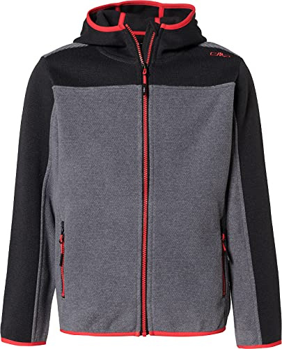 CMP - Kinder-Knit-Tech-Jacke mit fester Kapuze, Grau, 116