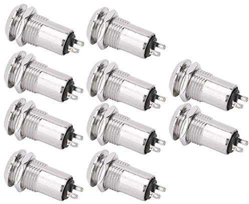 10-Teiliger Schlüsselschalter Röhrenförmige Stromverriegelung Edelstahlgehäuse Metall Ein-Aus Metall-Schlüsselverriegelungsschalter Mit Schlüsselmutter (Single Pull),Steuerschalter