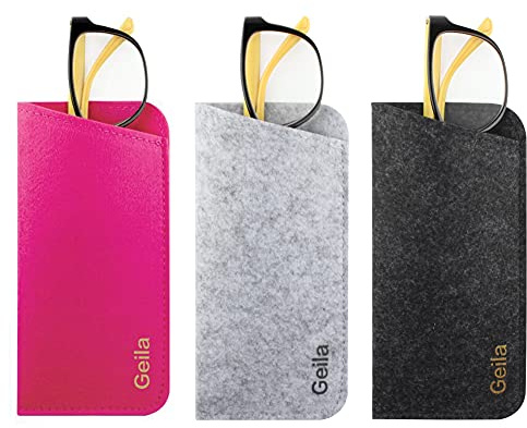 Geila 3er-Pack Brillenetui, Filz Brillenetui, Soft Slip in Pouch Holder Case Bag, Brillen Aufbewahrungsetui Make-up Pouch Brillenhülle