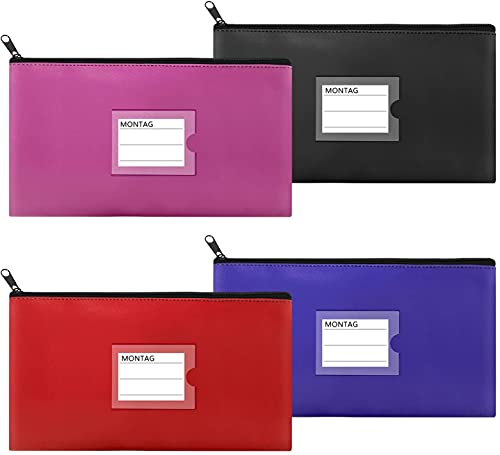 Alumuk Elegante Bankmappe Banktasche 4 Stück Geldbeutel Geldtasche Etui für Geldscheine PU mit Reißverschluss auch Stifteeui Kosmetiktasche Transporttasche 27 x 15cm (Bunt-b)