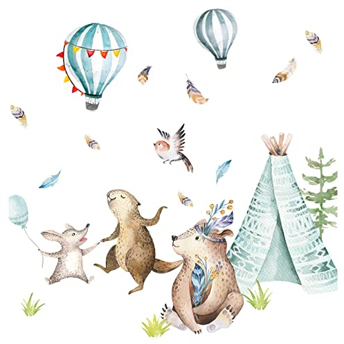 Little Deco Wandtattoo Wandsticker Kinderzimmer Tiere Wald I Wandbild 119 x 79 cm (BxH) I Wandaufkleber Wanddeko Babyzimmer Spielzimmer Mädchen Junge DL723