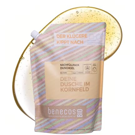 benecos Bio – Sacchetto di ricarica gel doccia con avena biologica – la tua doccia in campo di potassio – vegano – plastica riciclata