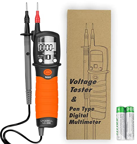 Pen Type Digital Multimeter - LYCEBELL LC-38B High Voltage Tester for AC/DC Voltmeter Resistance Diode, Continuity Testers, Volt Meter with Multimeter Test Leads, Backlight and Buzzer Alarm