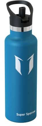 Super Sparrow Water Bottle Stainless Steel - Metal Water Bottle - 500ml - Insulated Water Bottles - Water Bottle with Straw Lid - BPA Free Kids Water Bottle - Flask for Gym, Travel, Sports