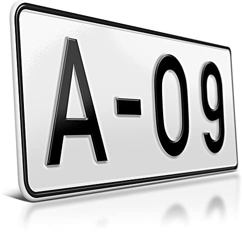 1 Kfz-Kennzeichen kurz | Alte Schrift DIN 1451 | 30 cm | Ohne EU-Feld | Altes deutsches Nummernschild | Geprägtes Auto-Kennzeichen | Auto-Schild | Retro | Kurze Länge – 300 x 110 mm