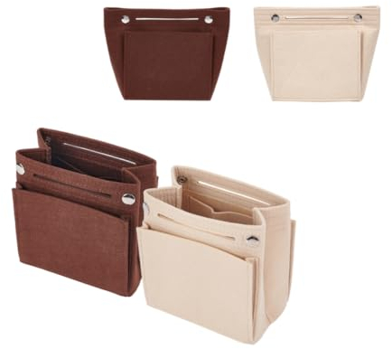 WADORN 2 Farben Geldbeutel Organizer Mit Filzeinsatz, Filz Kleiner Handtaschen Organizer Tragetasche Trenntasche Innentasche Organizer Multi-Pochette Zubehör Für klein Handtasche, 17 × 18 cm
