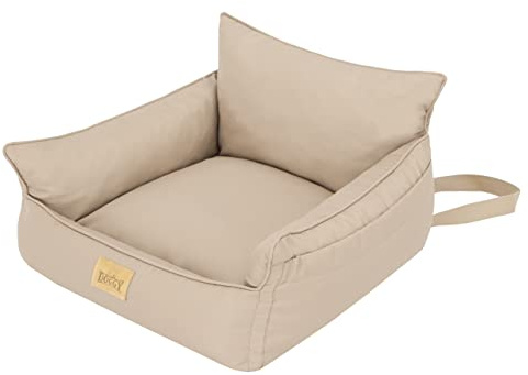 Hundeautositz, Hundebox, Hundebett, Transportboxen, Rückbank, Hundedecke, Hundekörbchen, Katzenbett, für kleine Hunde, Beige, (57x55x30 cm)
