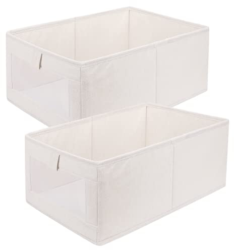 Sosayet Aufbewahrungsbox, 2er Set Wardrobe Organizer, Faltbox Aufbewahrungskiste Ordnungsbox mit Transparentem Sichtfenster für Kleiderschrank, Kleidung, Bücher, Kosmetik, Spielzeug (40 x 27x 17cm)