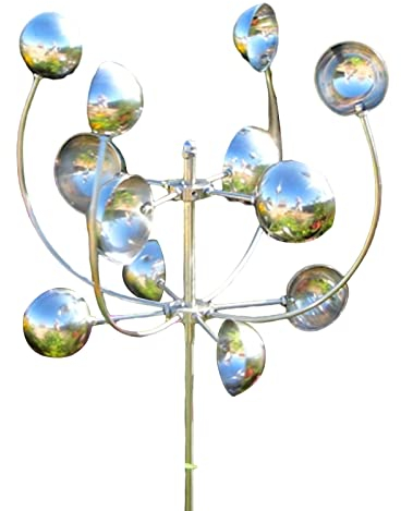 Escultura de molino de viento al aire libre, molino de viento de metal, escultura de viento alimentada por el viento, molinillo de metal de hierro forjado, manualidades, decoración del hogar para