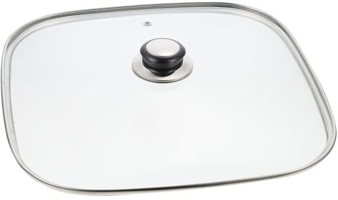 DOITOOL Quadratischer Glasdeckel für Grillpfannen, Ersatzdeckel mit Griff, 30 cm, Glasdeckel, für Pfannen, Bratpfannen, Gusseisen