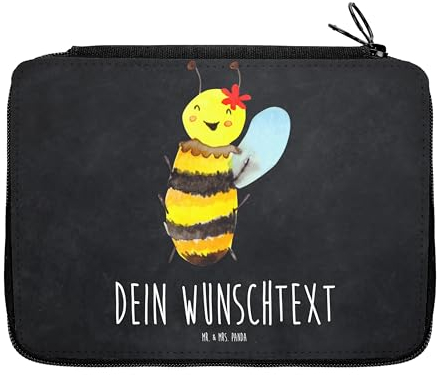 Mr. & Mrs. Panda Personalisierte Federmappe Biene Happy - Geschenke, Stiftetasche, Federmäppchen mit Namen, PersonalisierteS, Stifterolle