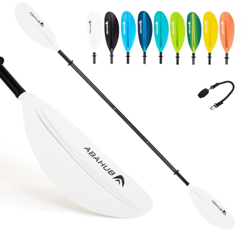 Abahub Pagaia Kayak 220 cm a 240 cm Regolabile Alluminio Doppia Remi Kayak Paddle Pagaie da Kayak con Paddle Line per Kayak Barca a Remi Canoa Nero/Bianco/Blu/Verde/Arancione/Giallo/Turchese