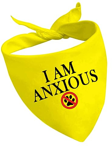 CENWA Hundehalstuch I Am Nervous/Anxious, Polyester, Einheitsgröße, reaktives Hundehalstuch, Gelb, 1 Stück (I Am Anxious D EU2)