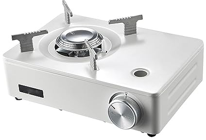 Cuisinière à gaz extérieure pique-nique cuisinière à gaz Camping en plein air brûler Cassette four 3200KW voyage puissance de feu cuisinière à gaz (White)