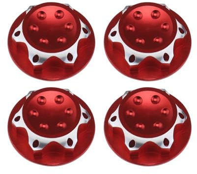 VGOL 4pcs Écrous de Roue Hexagonaux de 17mm pour Voiture RC Couvercle Anti-poussière Écrou pour Modèle de Voiture RC 1/8 Camion Tout-Terrain RC Compatible avec Redcat Compatible avec E-Revo, Rouge