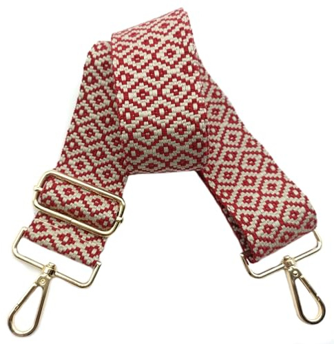 Verstellbarer 5cm Taschengurte Breit, Schultergurt für Tasche, Taschengurte zum Wechseln Goldener Karabiner Schulterriemen, Umhängegurt fur Damen Handtaschen Crossbody DIY Zubehör(Rot)