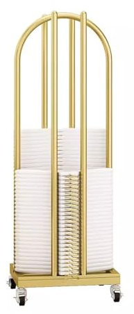 Kleiderbügel Organizer Stacker Gold Kleiderbügel-Ständer Für Die Waschküche, Professionell Extra Hoch Kleiderbügelhalter Stacker/Hosen Drahtbügel Organizer, Mit Schwenkbaren Rädern, Hält Ihre Kleider