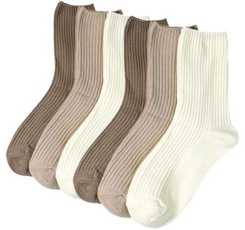 Vin Beauty 6 par damstrumpor, flerpack av bomull, estetiska sportstrumpor, ventilerande damstrumpor, lämpliga för sport, fritid och fester, Färg 3, 38-40