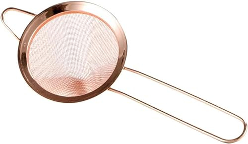 Colander Stainless Steel,Fine Mesh Strainer,Steel Colander,Flour Sieve,Fine Mesh Cocktail Strainer, 3-inch - Silver (Color : Copper Plating)