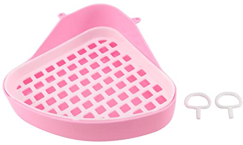 Dojimayisc Toalett sandbricka, litet djur toalett hörnpota, husdjurs-sandbrickor hörn för kanin, hamster (rosa)