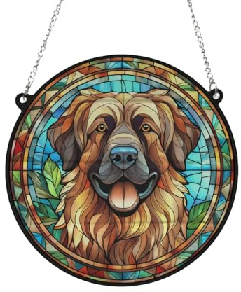 Leonberger Stained Glass Effect Suncatcher Gift for Dog Lovers - 19cm