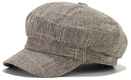 JFAN Classic lässige Ballonmütze für Damen Schirmmütze Kappe Barett mit Glencheck Karo Muster Maler Mütz Bakerboy Schiebermütze Newsboy Cap Cabbie