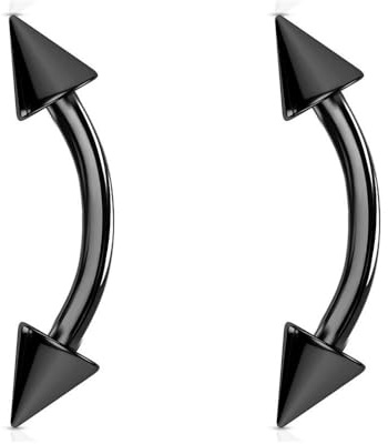 Juveltunna 2 st böjda barbeller ögonbryn piercing barer rock daith banan kropp smycken stång 16G (1,2 mm) 6 mm, 8 mm 10 mm 12 mm längd med 3 mm koner spikpar, 316L kirurgiskt stål
