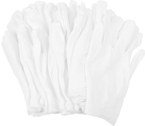 CANIGHT 12pairs Washable Cotton Hand Covers for Jewelry and Watch Inspection Comfortable Unisex Gloves and Practical for Household Use Pack