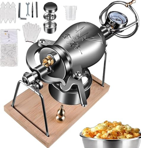 Chinese Popcorn Cannon High-Pressure Popcorn Maker Hand Puffed Rice Maker Popcorn Popper Stovetop(328ml)