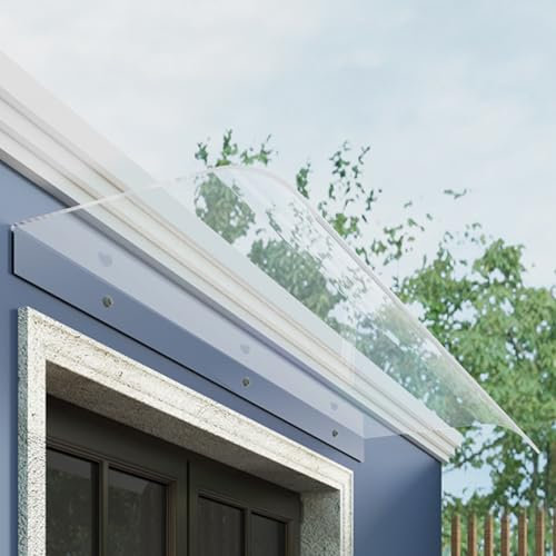 Rovss Auvents de Porte et de Fenêtre Polycarbonate Toit Abri pour Extérieure d'entrée Balcon Garage 40-500cm Protection Contre La Pluie et UV Auvent Marquise(40x280x15cm)