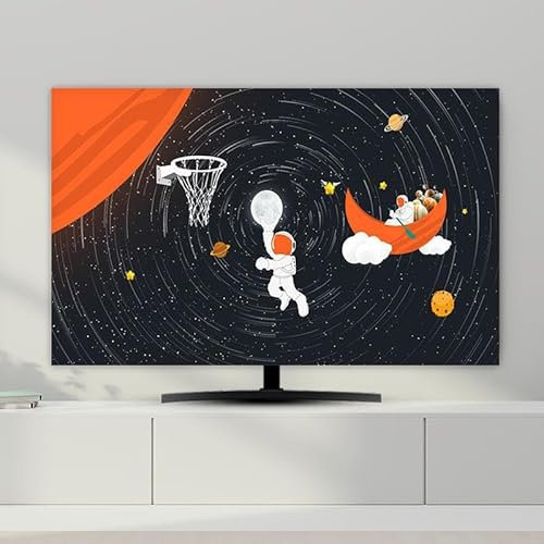 Hixingo Cubierta Antipolvo para TV Universal Funda para Televisor Elástico Protector para Smart TV, Astronauta Cubierta de Televisión Pantalla de Funda para 32-80 (55(130x80cm),Baloncesto)