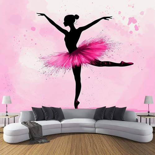 Fototapete Moderne Eleganz 3D Effekt, Balletttänzer Panorama Modern Wohnzimmer Schlafzimmer Büro Flur Fototapete, 396X280Cm (B×H) Wandtapete Seidenstoff Tapete Uv-Beständig