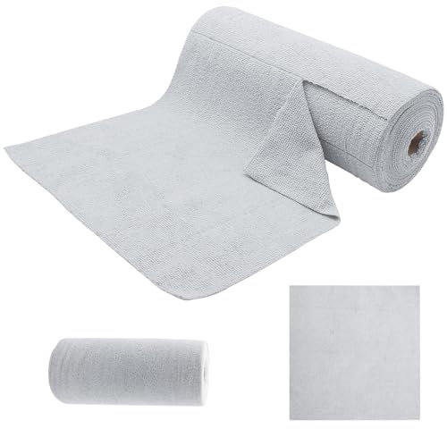 Piuluvor® Rollo de paños de limpieza de microfibra, 50 unidades, 30 × 30 cm, rollo de paños de limpieza reutilizables sin pelusas para coche, cocina, casa (gris claro)