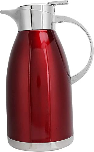 Carafe à café isotherme en acier inoxydable, 1,8 l, carafe à café isotherme à double paroi, rouge