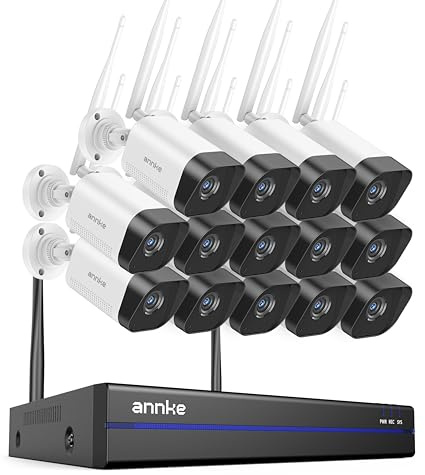 ANNKE 3MP Überwachungskamera Aussen Set, 14X 3MP IP Kamera und 16CH 4K NVR für 24/7 Aufnahme Innen Outdoor, Smarter Personenerkennung, 2-Wege-Audio, 30M IR Nachtsicht, IP66, NO HDD