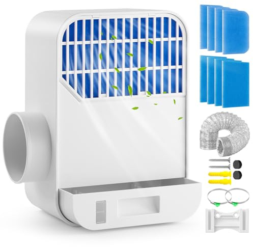 Kit d'aération 3 en 1 pour sèche-linge d'intérieur avec filtre à 8 couches et tuyau de 3 m – Piège à peluches avec système de tiroir à eau, facile à installer pour sèche-linge électrique, améliore la