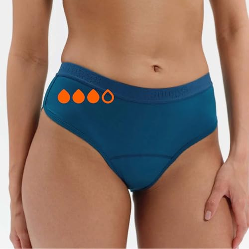 snuggs Active Classic Petrol - Bragas Menstruales Deportivas para Flujo Abundante | Ropa Interior de Deporte Absorbente y Antifugas | Nailon Reciclado Sostenible | Sin Costuras y Cómodas - L