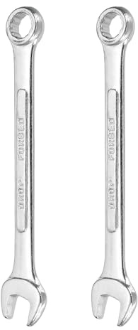 sourcing map 2 llaves combinadas de 9 mm, caja métrica de 12 puntos y extremo abierto, acero chapado en zinc, herramienta de llave de doble extremo para reparación de tuberías, muebles, maquinaria
